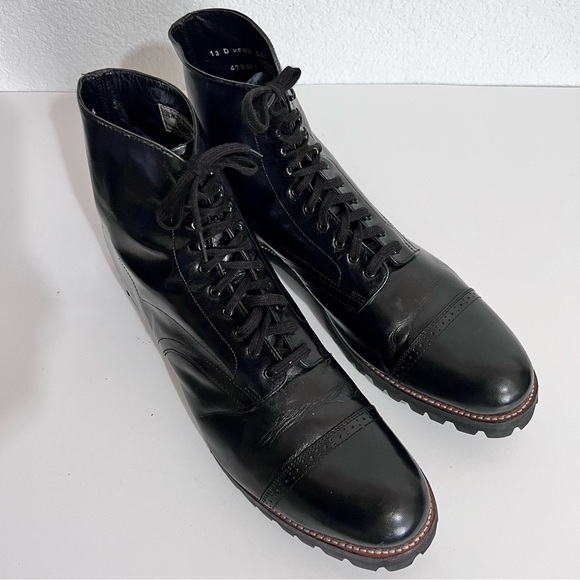 Stacy Adams Madison Cap Toe Black Leather Lace Boots Size 13 - Picture 5 of 15